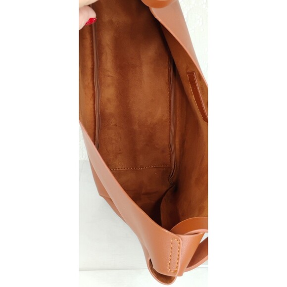Neiman Marcus Tote Bag Large Brown Tan Faux Leather Suede Lined Purse NEW 15” - Picture 14 of 16